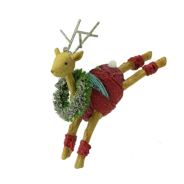 Shop 4.5" Colorful Striped Prancing Reindeer with Wreath Christmas